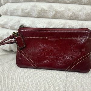 Coach Burgundy Leather Wristlet